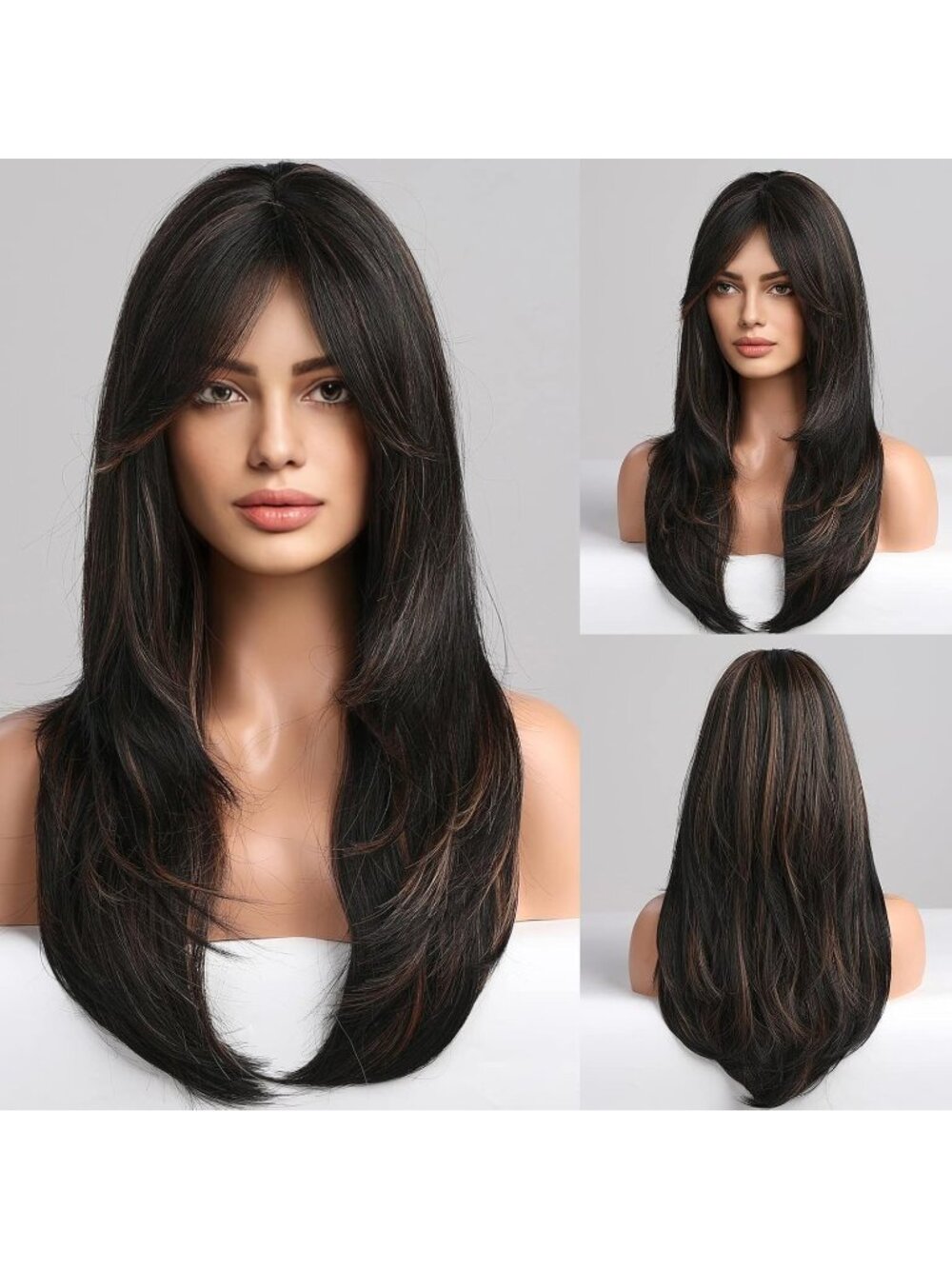Women Black\blonde Heat Resistant Long Curly Shoulder Length Synthetic Wigs